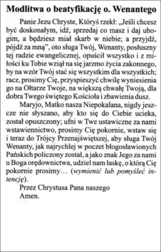 Obrazek Wenanty Katarzyniec. Modlitwa o beatyfikację o. Wenantego - 03340