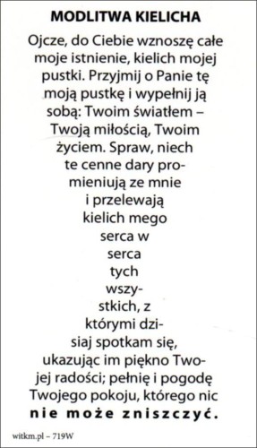 Obrazek klielicha. Modlitwa kielicha Ojcze, do Ciebie wznoszę całe moje istnienie... - 00780