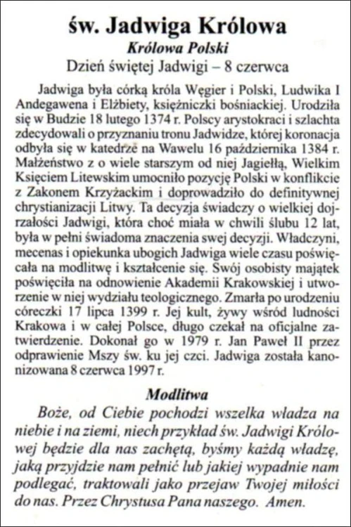 Obrazek św. Jadwiga Królowa. Królowa Polski. Biografia + modlitwa - 03939