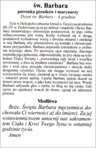 Obrazek św. Barbara. Św Barbara patronka górników i marynarzy + modlitwa - 03381