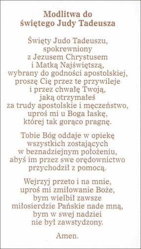 Obrazek z brokatem św. Juda Tadeusz . Modlitwa do św. Judy Tadeusza - 08595