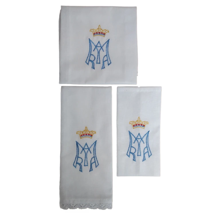 Bielizna HAFTOWANA kielichowa MARYJNA (korporał, puryfikaterz, ręczniczek) - 00908