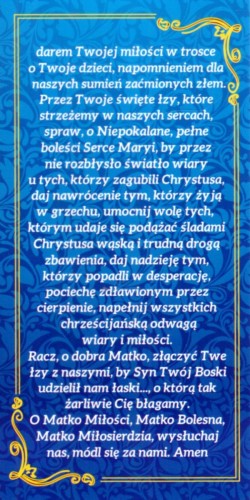 Zakładka do książki - Prośba o łaskę za pośrednictwem Matki Bożej Płaczącej - 08718