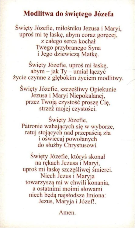 Obrazek z brokatem św. Józef. Modlitwa do św. Józefa. - 08593