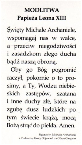 Obrazek św. Michał Archanioł z Gargano. Modlitwa papieża Leona XIII egzorcyzm prosty - 00779