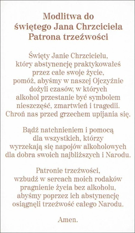 Obrazek z brokatem św. Jan Chrzciciel . Modlitwa do św. Jana Chrzciciela Patrona trzeźwości - 08594
