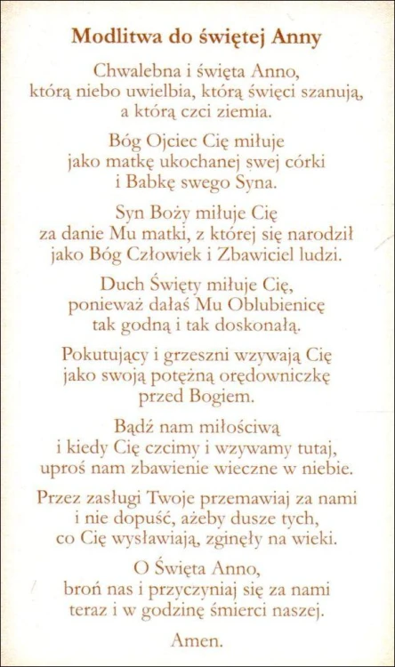 Obrazek z brokatem św. Anny. Modlitwa do św. Anny - 08571