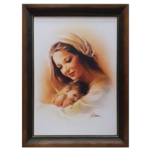Obraz 60x81cm Matka Boża z Dzieciątkiem, rama bejcowana - ! - 08540