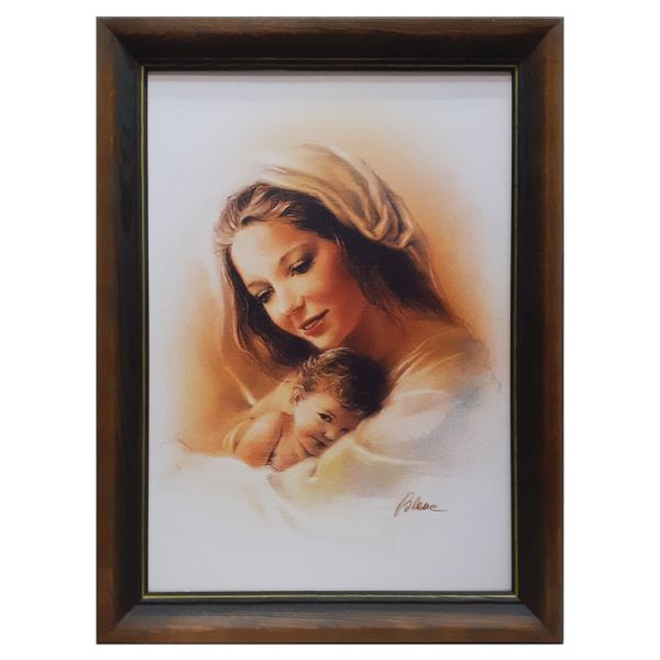 Obraz 60x81cm Matka Boża z Dzieciątkiem, rama bejcowana - ! - 08540