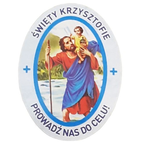 Naklejki Św. Krzysztof "Prowadź nas do celu" koło kropki - 08523