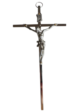 Krzyż wiszący metalowy nowoczesny nikiel h15,5cm - 08475 5902808100164