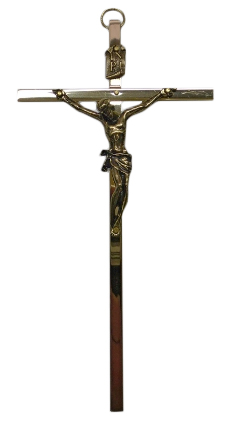 Krzyż wiszący metalowy nowoczesny mosiądz h15,5cm - 08460