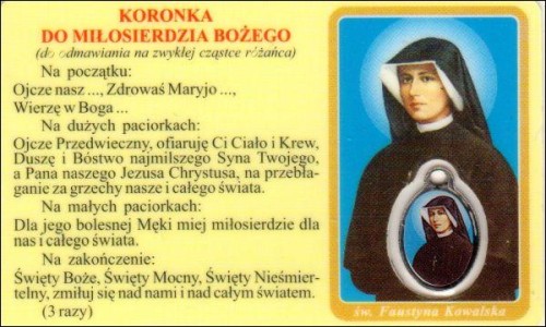 Medalik foliowany Jezu, ufam Tobie / Koronka do Miłosierdzia Bożego - medalik i obrazek z modlitwą zalaminowane - 08277