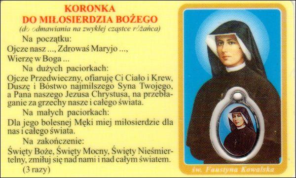 Medalik foliowany Jezu, ufam Tobie / Koronka do Miłosierdzia Bożego - medalik i obrazek z modlitwą zalaminowane - 08277