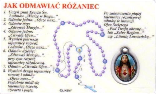 Medalik foliowany Matka Boża Różańcowa Ja jestem - medalik i obrazek z modlitwą zalaminowane - 08225