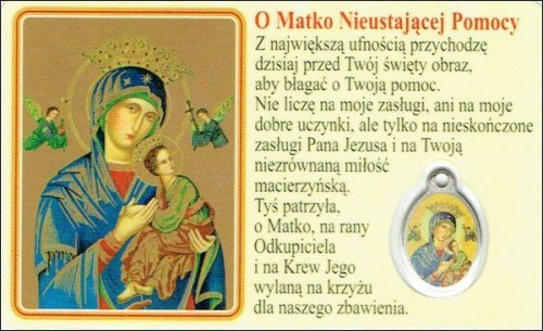 Medalik foliowany Matka Boża Nieustającej Pomocy - medalik i obrazek z modlitwą zalaminowane - 08212
