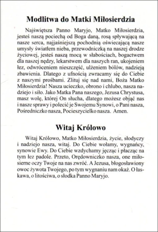 Pocztówka Matka Boża Miłosierdzia. Modlitwa do Matki Miłosierdzia - 07940