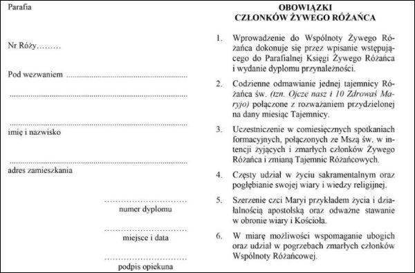 Dyplom przyjęcia do rodziny różańcowej - 07873