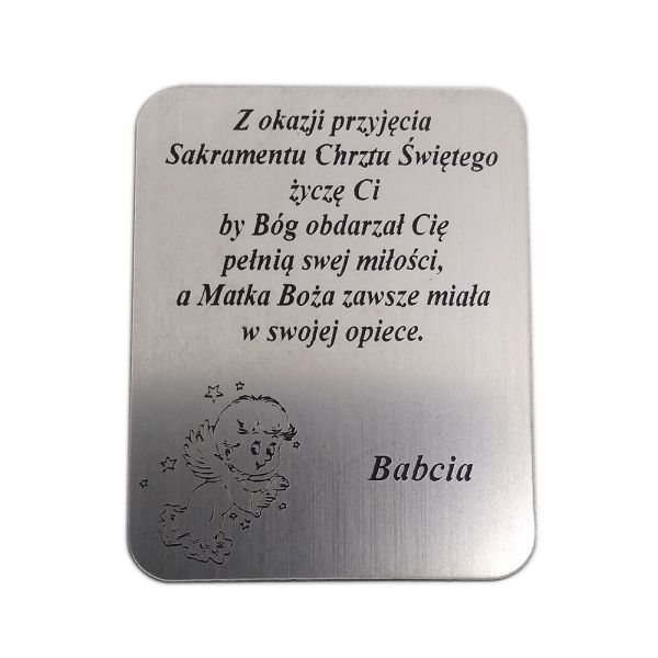 Płytka grawerowana CHRZEST od Babci SAMOPRZYLEPNA 4x3cm różne wzory - 07606