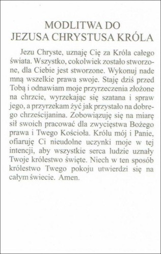 Obrazek laminowany Jezus Król. Modlitwa do Jezusa Chrystusa Króla - 07563