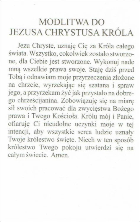 Obrazek laminowany Jezus Król. Modlitwa do Jezusa Chrystusa Króla - 07563