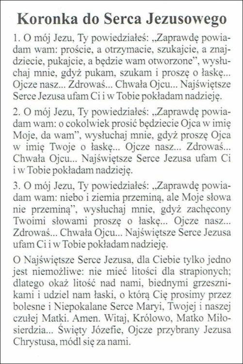 Obrazek laminowany Najświętsze Serce Pana Jezusa. Modlitwa: Najświętsze Serce Jezusa - 07559