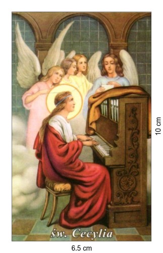 Obrazek laminowany św. Cecylia. Patronka muzyki kościelnej, muzyków, śpiewaków, poetów - 07461