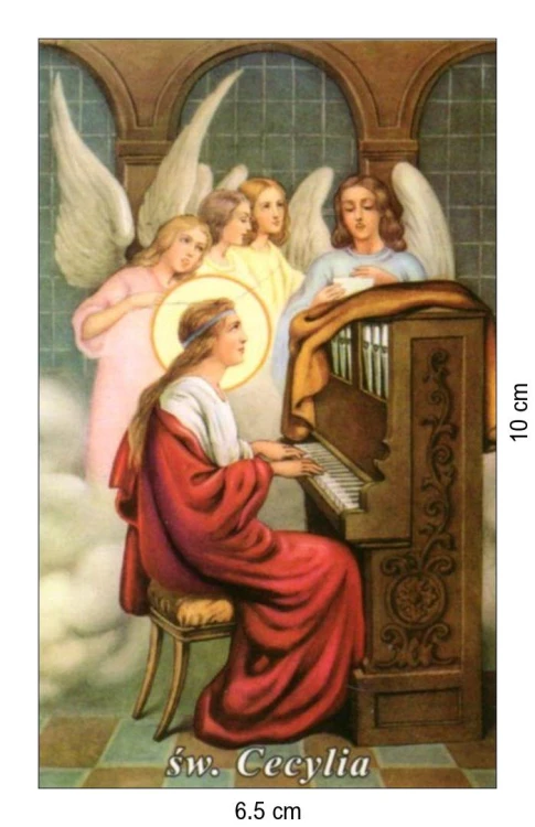 Obrazek laminowany św. Cecylia. Patronka muzyki kościelnej, muzyków, śpiewaków, poetów - 07461