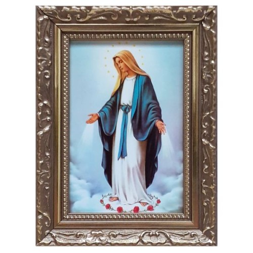 Obraz 10x15cm Matka Boża Niepokalana rama ornament (w różach) - 07293
