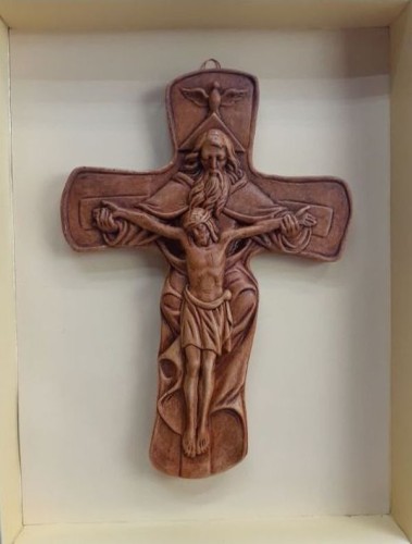 Relief gipsowy Krzyż z Trójcą świętą 14x19cm - 07267