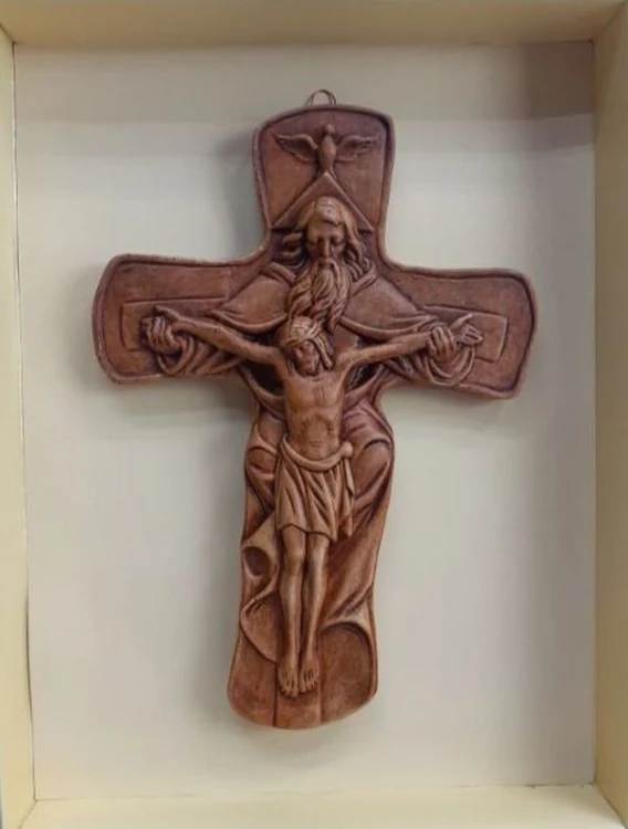 Relief gipsowy Krzyż z Trójcą świętą 14x19cm - 07267