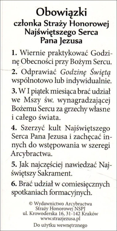 Obrazek Obowiązki członka Straży Honorowej Najświętszego Serca Pana Jezusa - 06729