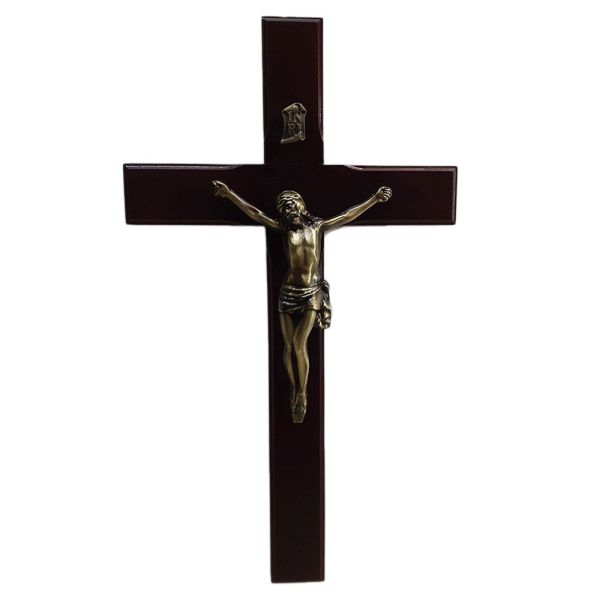Krzyż wiszący drewniany h39cm ciemny - 06676