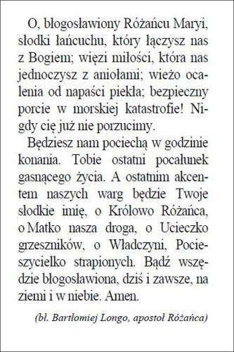 Obrazek Matka Boża Różańcowa. Modlitwa O, błogosławiony Różańcu Maryi,... (bł. Bartłomiej Longo) - ! - 06289