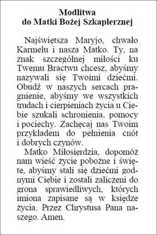 Obrazek Matka Boża Szkaplerzna. Modlitwa do MB Szkaplerznej. Najświętsza Maryjo, chwało... - ! - 06286
