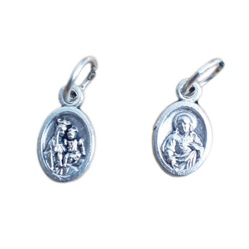 Medalik metalowy Matka Boża Szkaplerzna/Serce Pana Jezusa MALUTKI 0,7x1cm - 05766