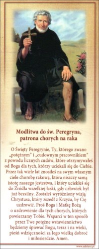 Zakładka do książki - Modlitwa do św. Peregryna, patrona chorych na raka - 05570