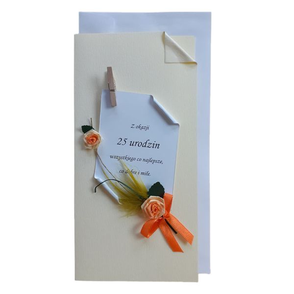 Karnet URODZINY - 25 Urodziny rękodzieło DL - 05430