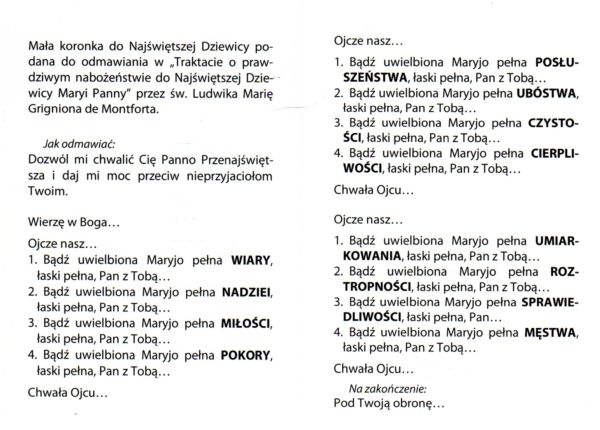 Folder składany Mała koronka do 12 Cnót Najświętszej Dziewicy. Magnificat - 05422