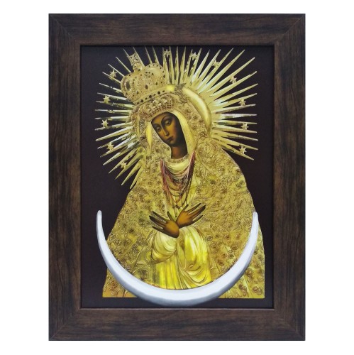 Obraz 30x40cm Matka Boża Ostrobramska rama płaska brązowa 3047 - 04385