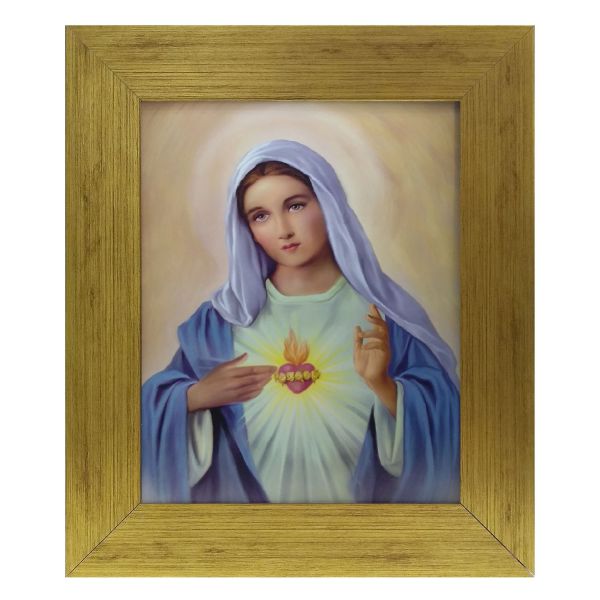 Obraz 20x25cm Serce Matki Bożej rama płaska złota 3047 - 04366