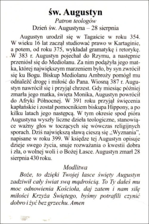 Obrazek św. Augustyn. Patron teologów - 04236