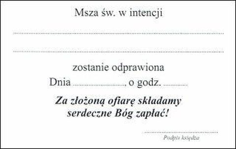 Obrazek Msza Święta w intencji (różne wzory) - 03510