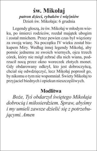 Obrazek św. Mikołaj. Patron dzieci, rybaków i więźniów - 03308