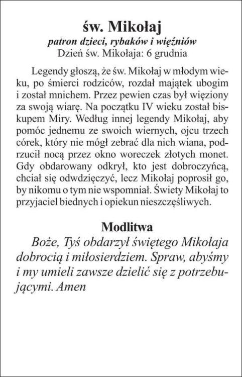 Obrazek św. Mikołaj. Patron dzieci, rybaków i więźniów - 03308