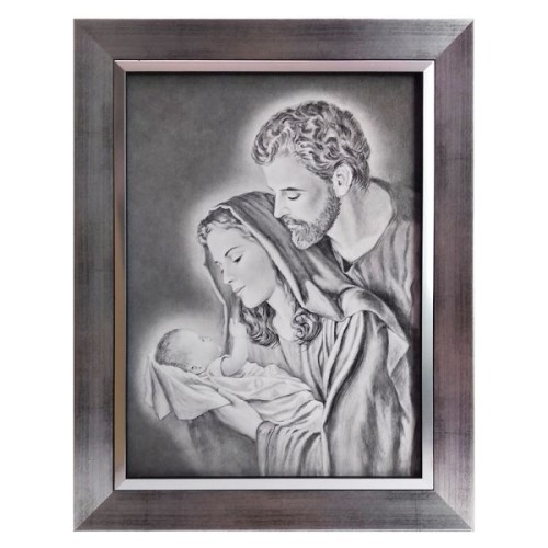 Obraz 50x70cm Św. Rodzina SZARA NA PŁÓTNIE rama szara - 02237