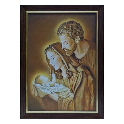 Obraz 50x70cm Św. Rodzina BRĄZOWA NA PŁÓTNIE rama ciemna z listwą                 BL - 02235