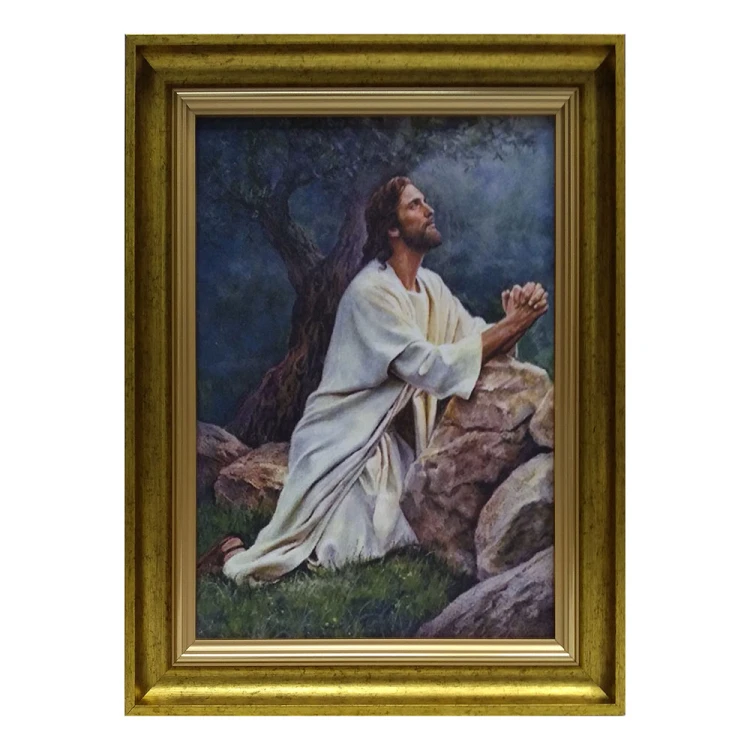 Obraz 30x40cm Pan Jezus modlący w Ogrójcu NA PŁÓTNIE rama złota           ZŁ BL - 01098