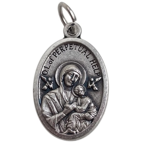 Medalik metalowy Matka Boża Nieustającej Pomocy/Róża 2,5x1,5cm owal - 01000