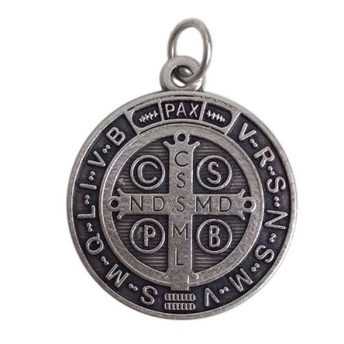 Medalik metalowy Św. Benedykt DUŻY 2,5cm okrągły                              SBB - 00993